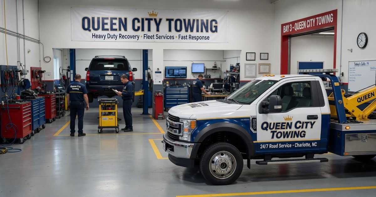 tire change on side of road near me — Queen City Towing